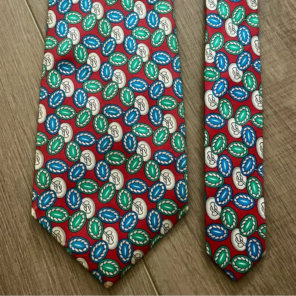 Burberry London Mens Silk Designer Necktie Italy Multi‎ Color Red Green Blue Tie